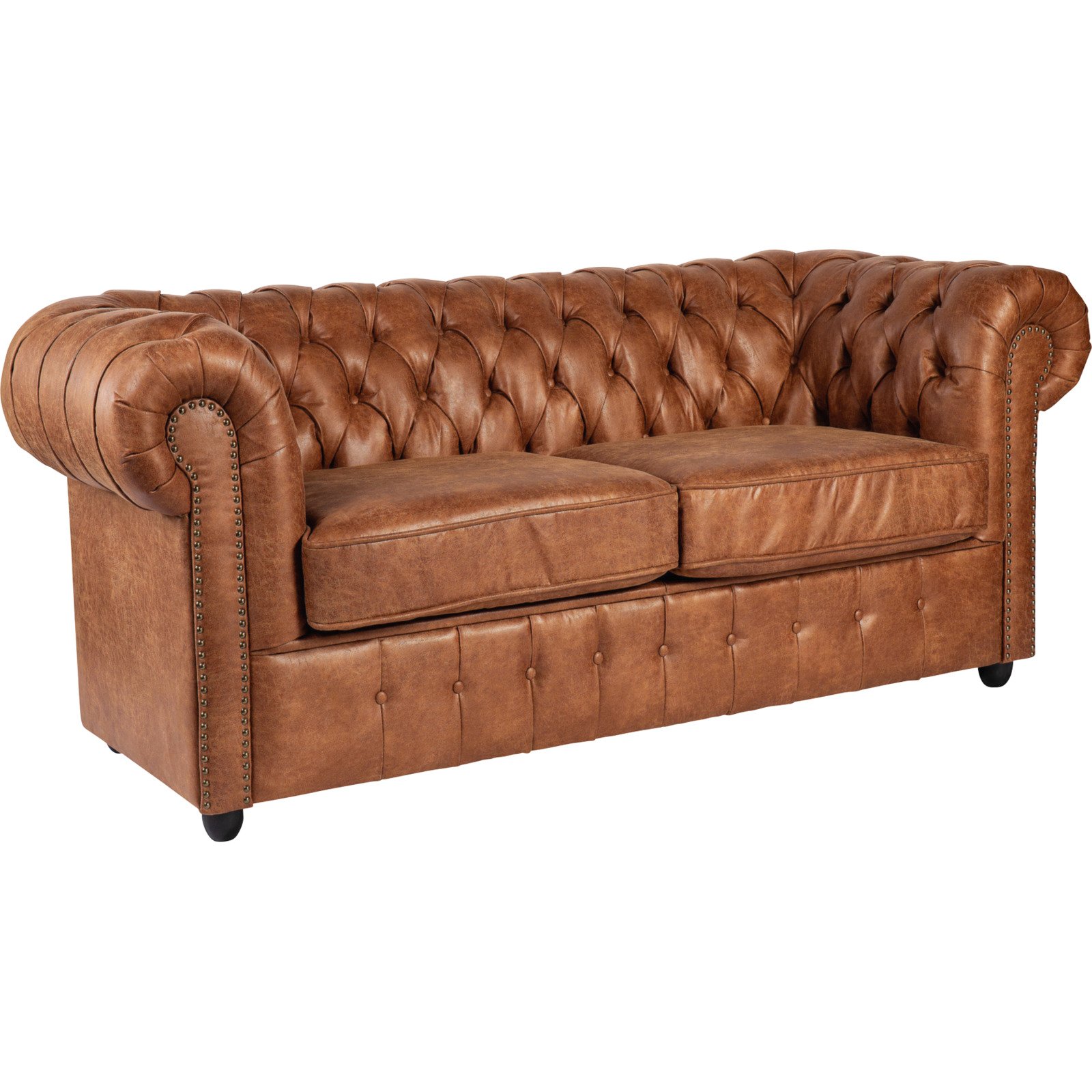 3er-Sofa Chesterfield Leder braun