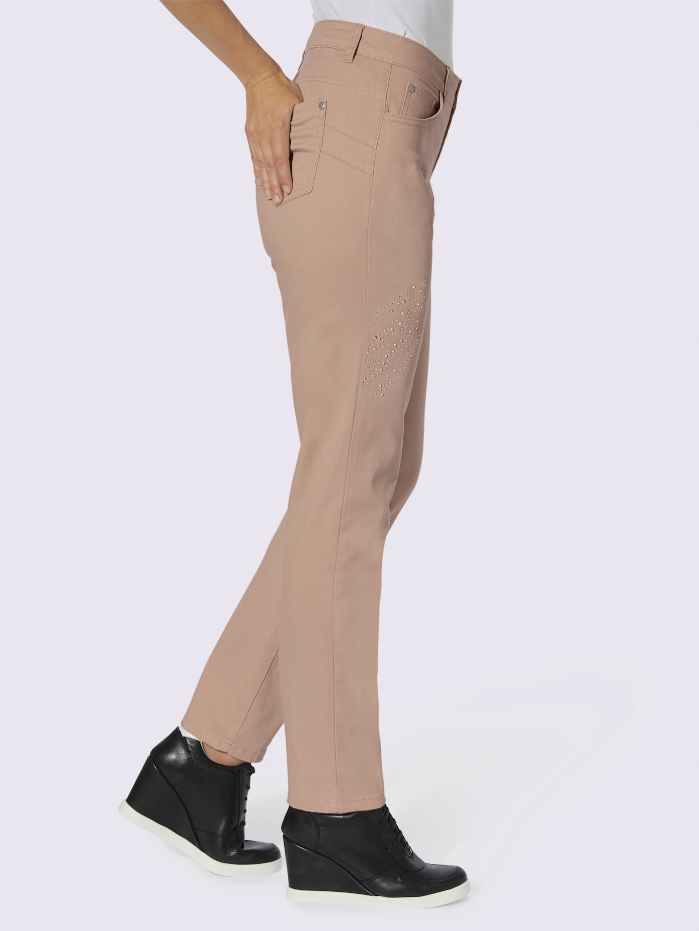 Pantalon twill petites pierres brillantes fantaisie