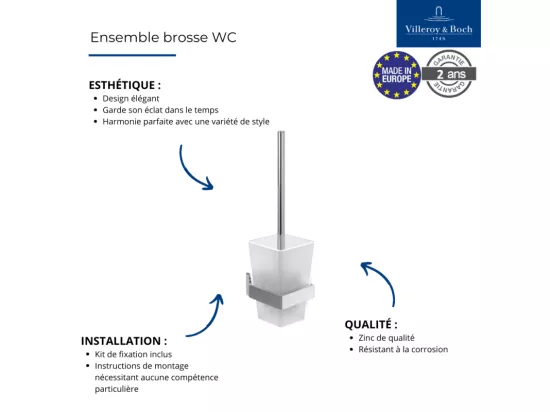 Ensemble brosse WC VILLEROY ET BOCH Elements - Striking Chrome