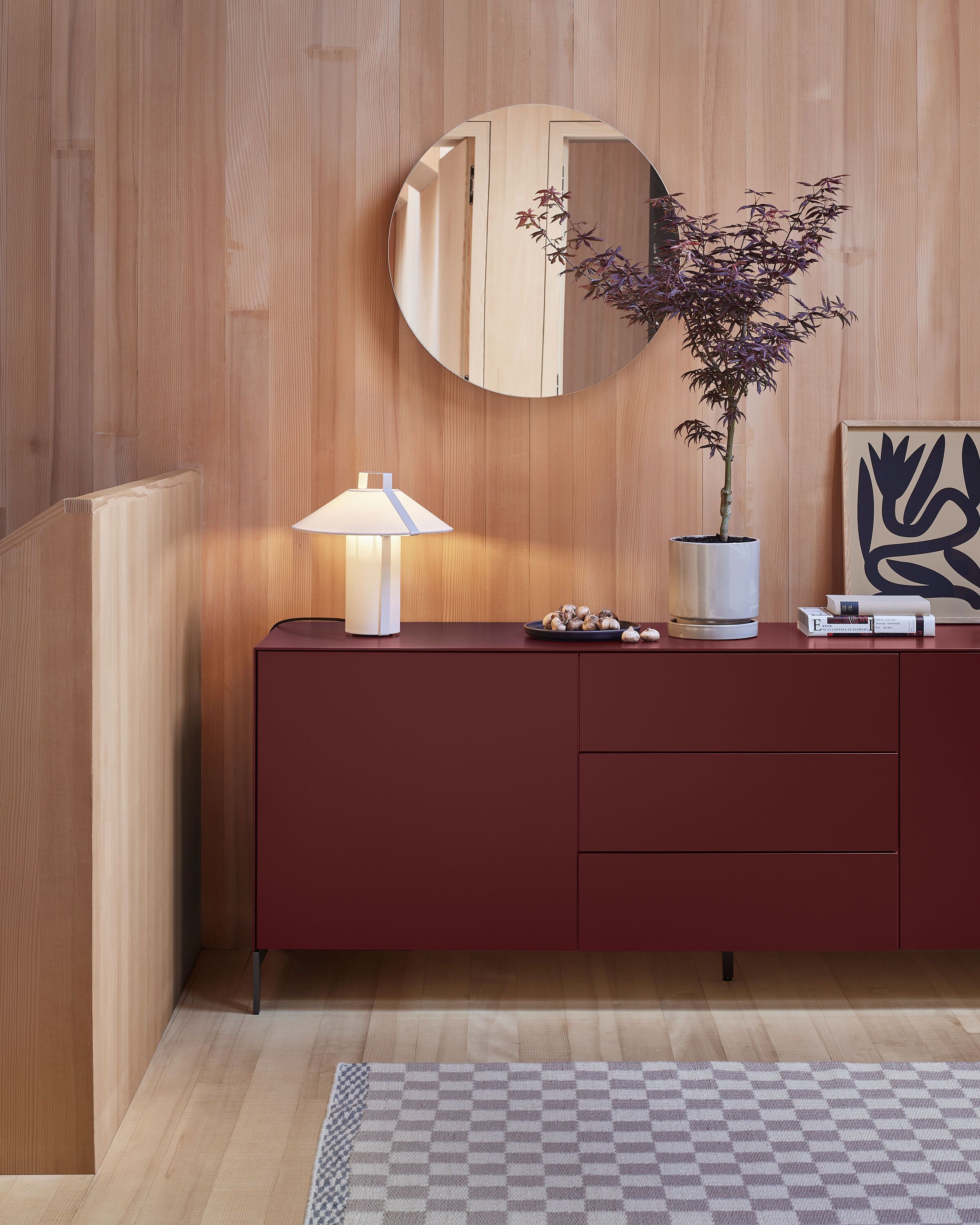 LUX Sideboard - Dunkelrot / B: 120.0 cm x T: 46.0 cm x H: 86.5 cm