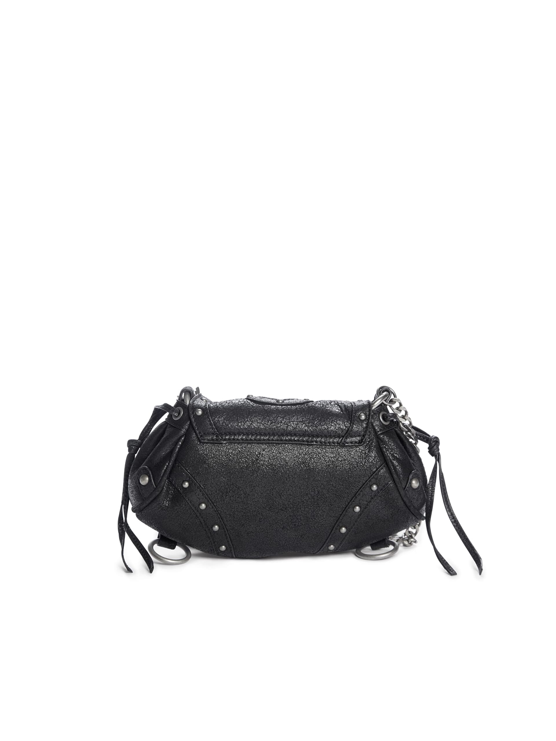 mini bolsa fashion em couro craquelado