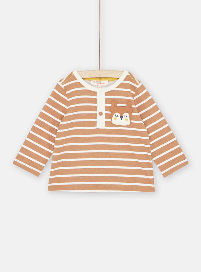 T-shirt brique et blanc à rayures bébé garçon