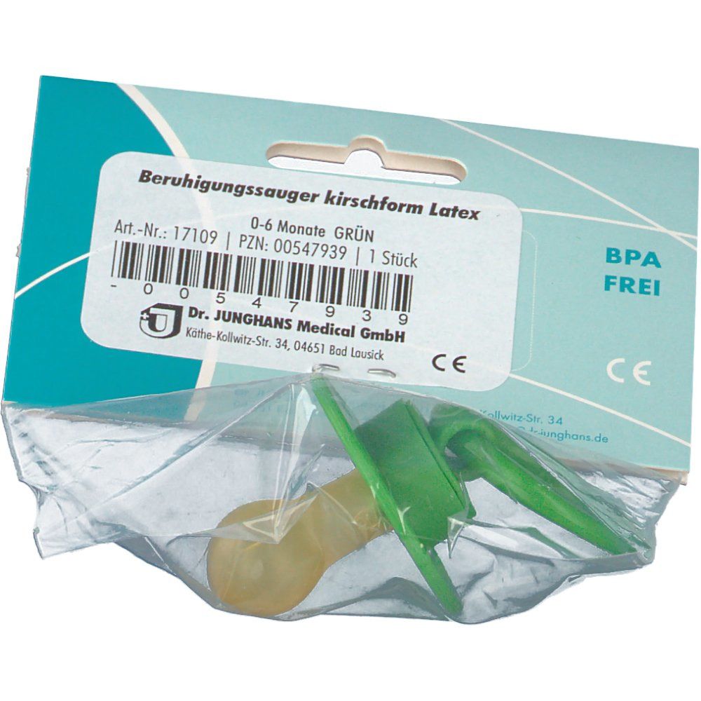 Dr. Junghans® Beruhigungssauger kirschform Latex 0-6 Monate grün
