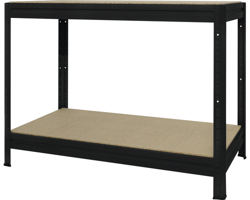 Robuuste stellingkast HEAVY RACK, matzwart, 87x120x60cm, 2 houten planken, draagvermogen 1200 kg