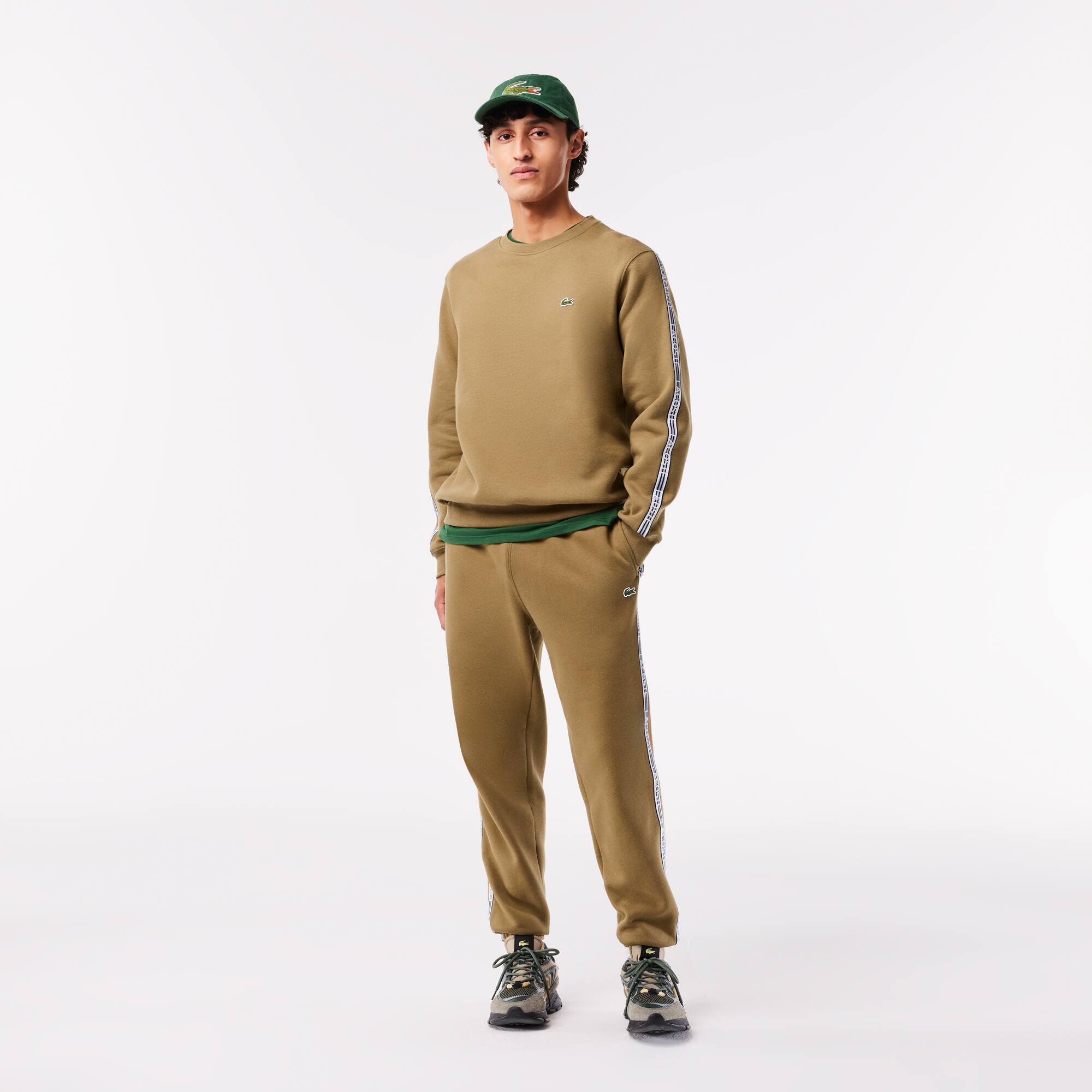 Herren Jogger-Sweatshirt aus Flanell mit Logostreifen Sweatshirts - Braun - Lacoste - Herren