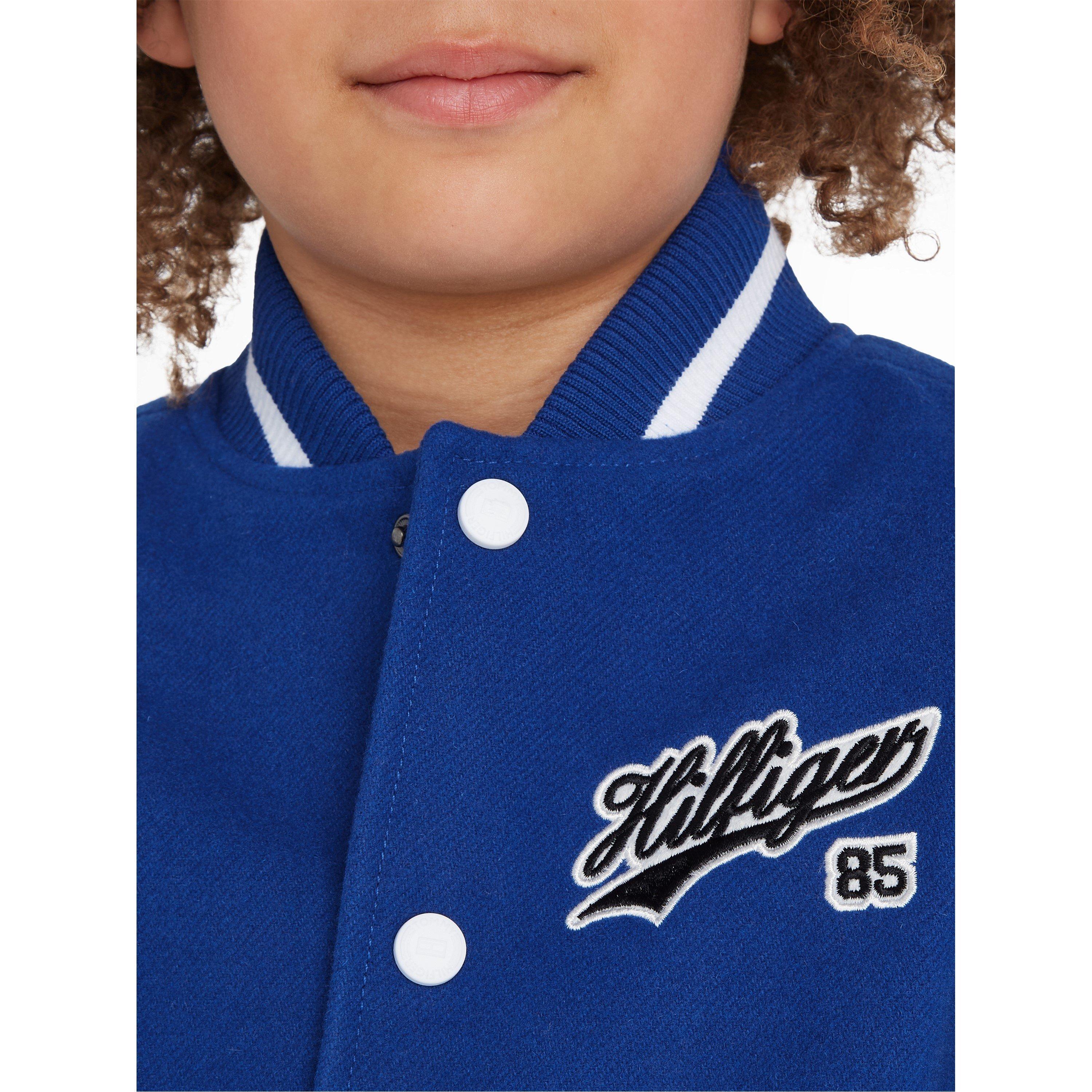 Tommy Hilfiger Varsity Zip Off Sleeves Script Back Logo Bomber Jacket Juniors