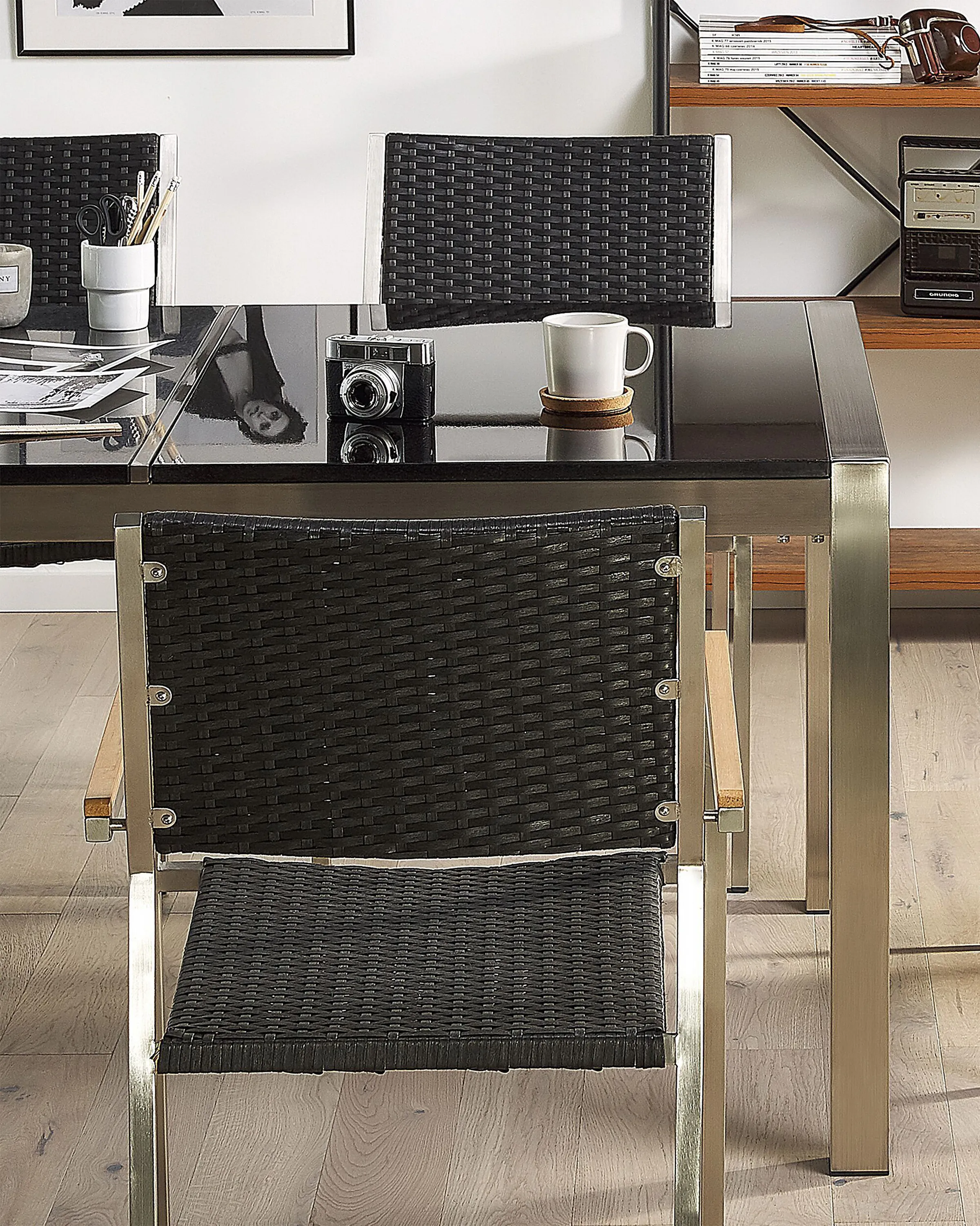 Set van 2 tuinstoelen GROSSETO PE rotan Zwart