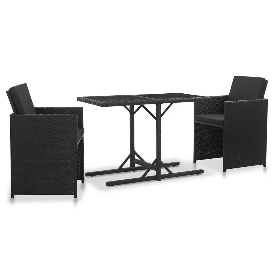 vidaXL - Tuinset - Zwart - Poly rattan