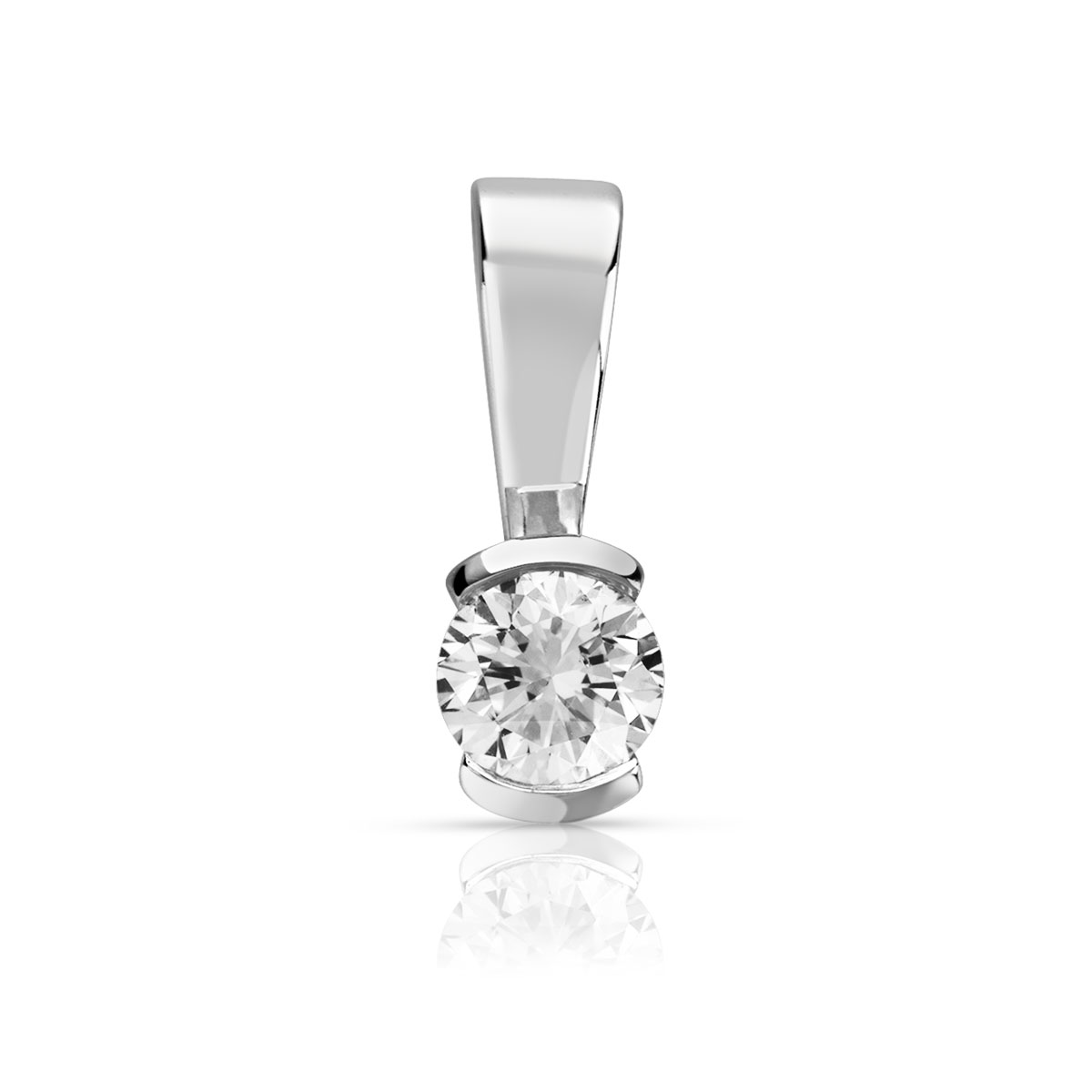 Pendentif or blanc 750 diamant synthétique 0.30 carat