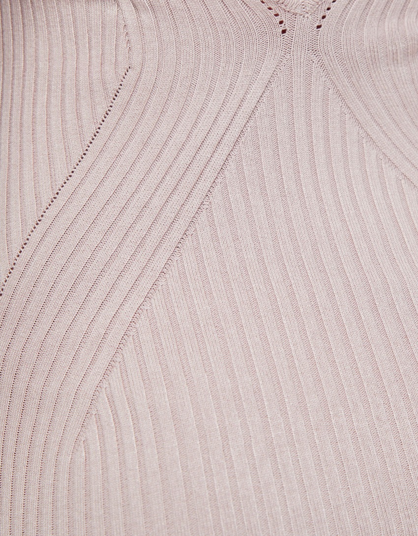 Vestido midi canelado de malha com costas abertas