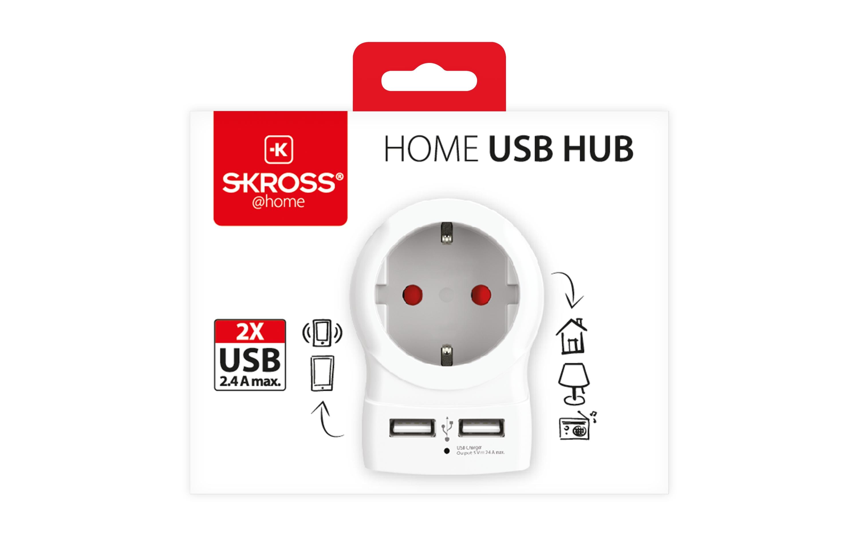 Reiseadapter Country Europe / Europe, USBReiseadapter für alle geerdeten und ungeerdeten 2- und 3-poligen Geräte, sowie USB-Geräte