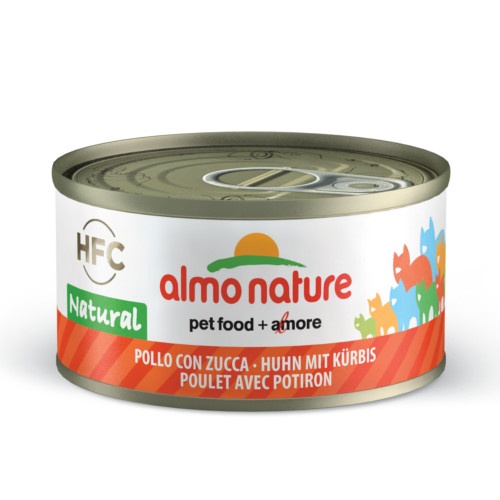 Almo Nature HFC Natural Frango Abóbora em lata, 70 g, para gatos.