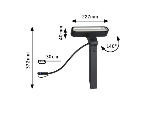 Paulmann Plug & Shine LED tuinspot 6W 450 lm 3000 K IP65 Ito horizontaal enkel licht antraciet 230/24 V