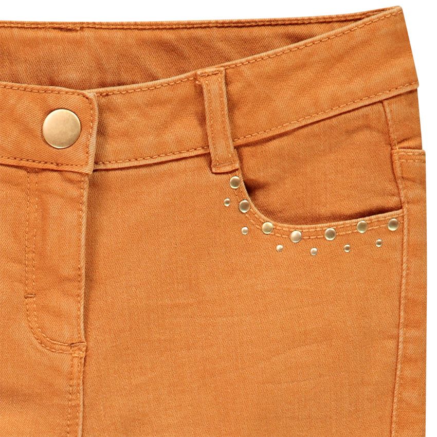 Jean effet délavé à rivets fantaisie pour enfant fille - Marron