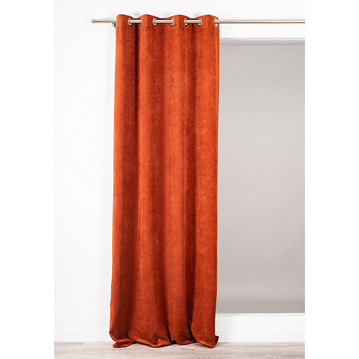 Rideau tamisant Fernand Rocle velours cotelé cuivre rouille L.260 x l.140 cm