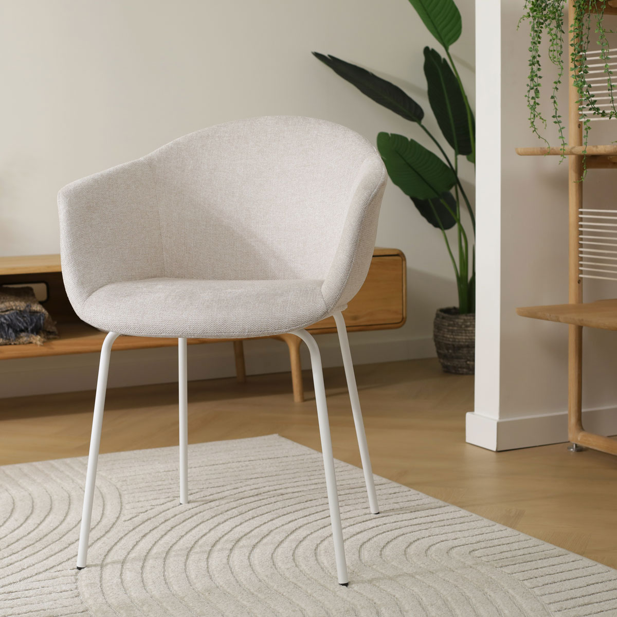 Eetkamerstoel Nora-Otis beige - wit onderstel