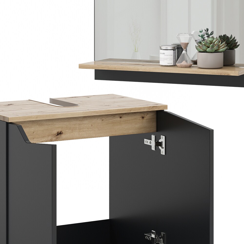 Vicco Badmöbel-Set Marelle Anthrazit Eiche 3 Teile Hochschrank