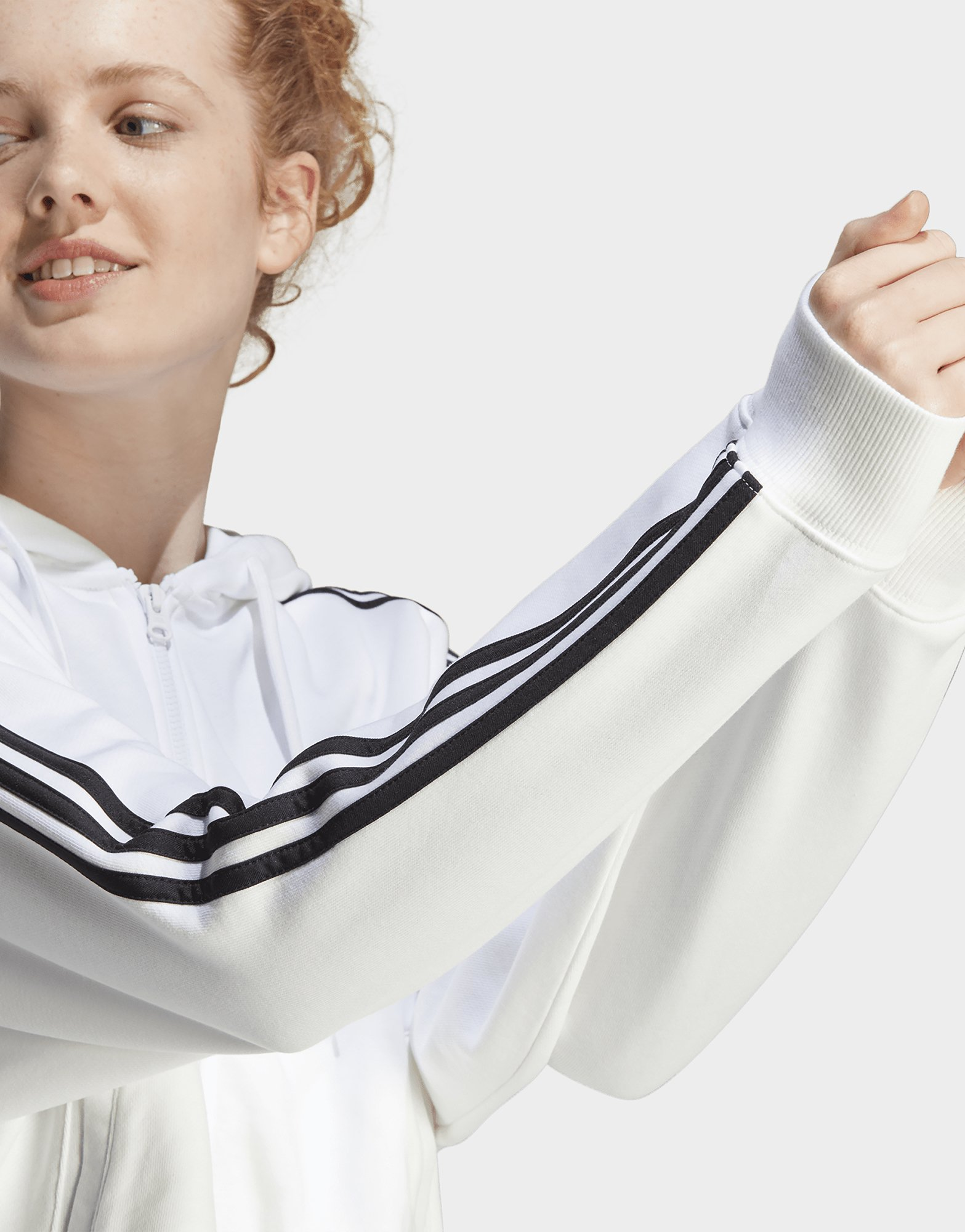 adidas Veste bomber à capuche entièrement zippée en molleton Essentials 3-Stripes