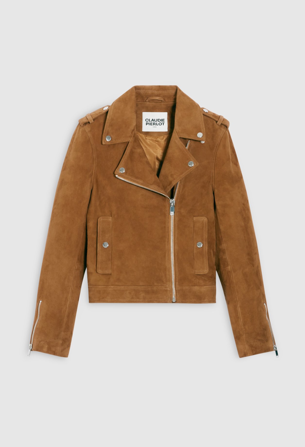Blouson cuir suede camel