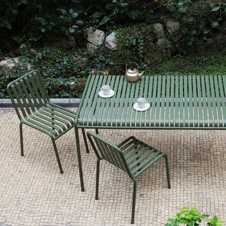HAY - Palissade Tisch   4x Chair, anthrazit