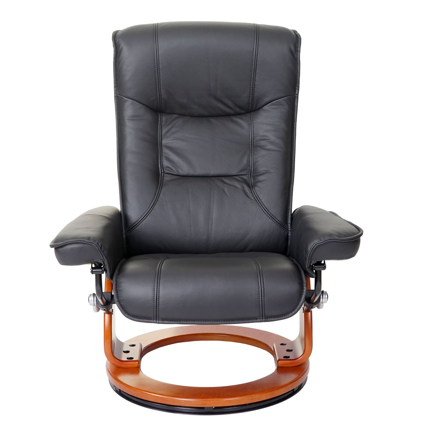 MCA Relaxsessel Halifax, Fernsehsessel Hocker, Echtleder 130kg belastbar ~ schwarz, honigfarben