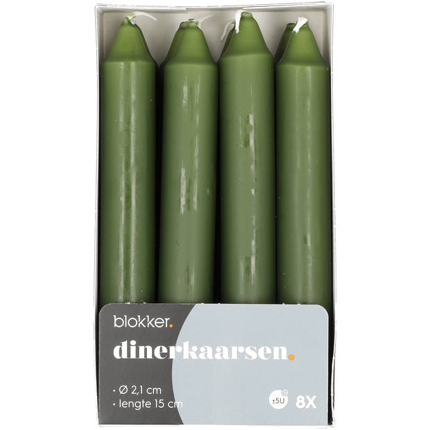 Blokker Dinerkaars - 8 stuks - 15 cm - Mosgroen