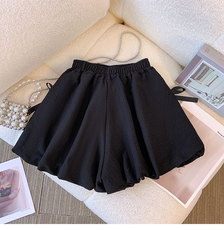 Essere - Effen shorts met hoge taille en lintaccent