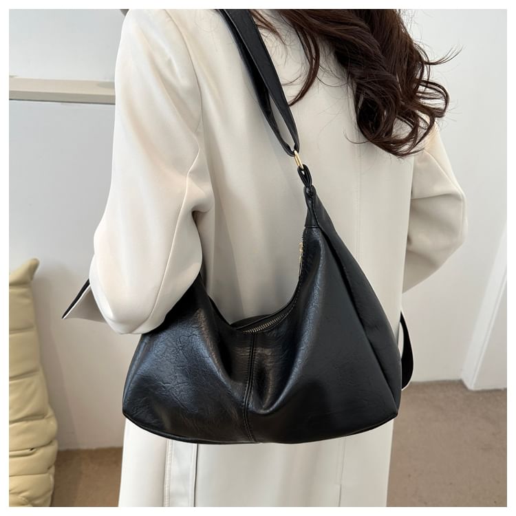 Maorong - Effen imitatieleren crossbodytas