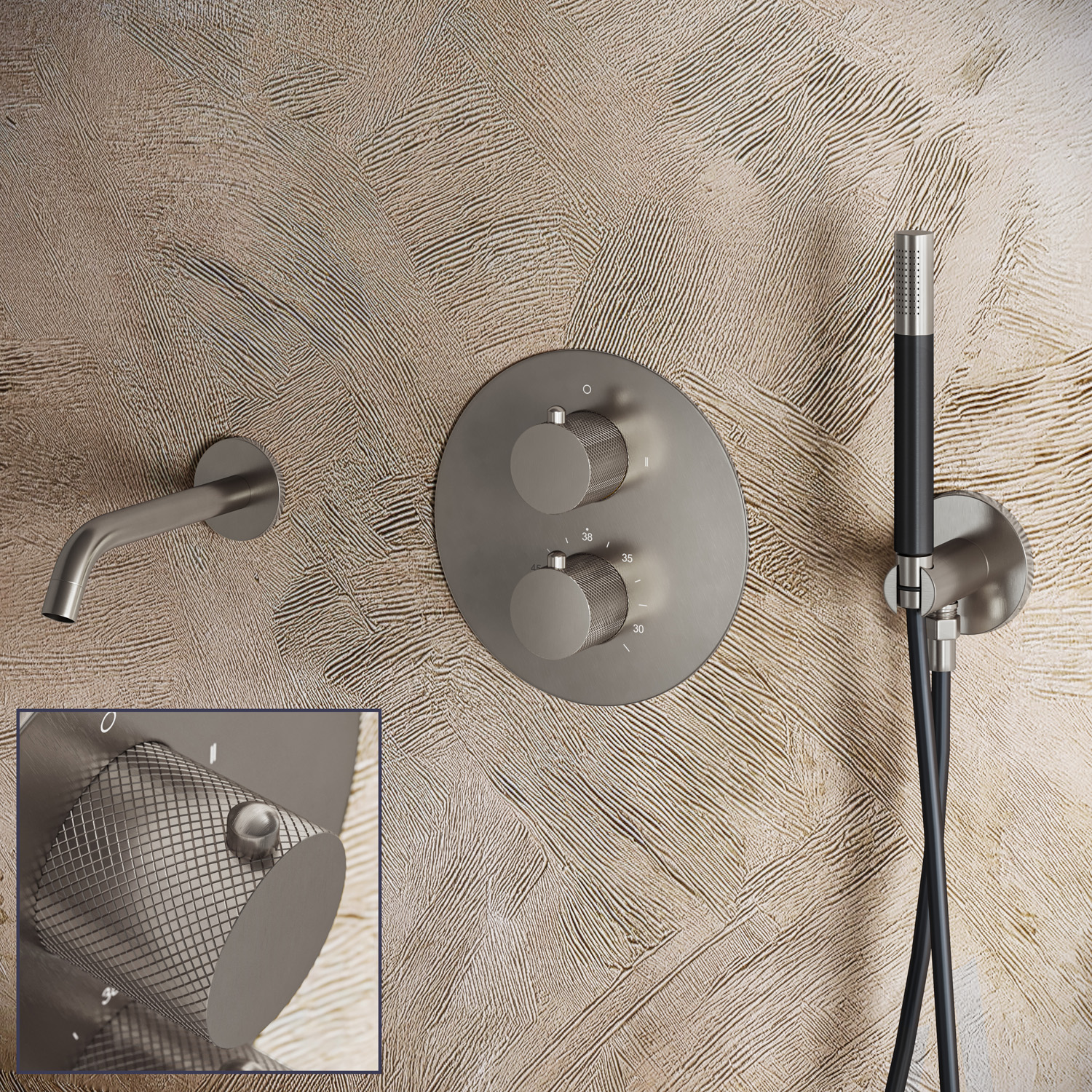 Saniclear Exclusive Curved Pro inbouw badkraan rond RVS
