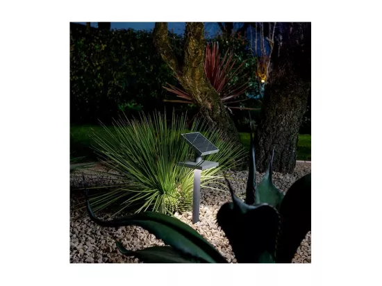 Poteau SOLAIRE en aluminium avec panneau solaire orientable et capteur crépusculaire Graphite 3000k