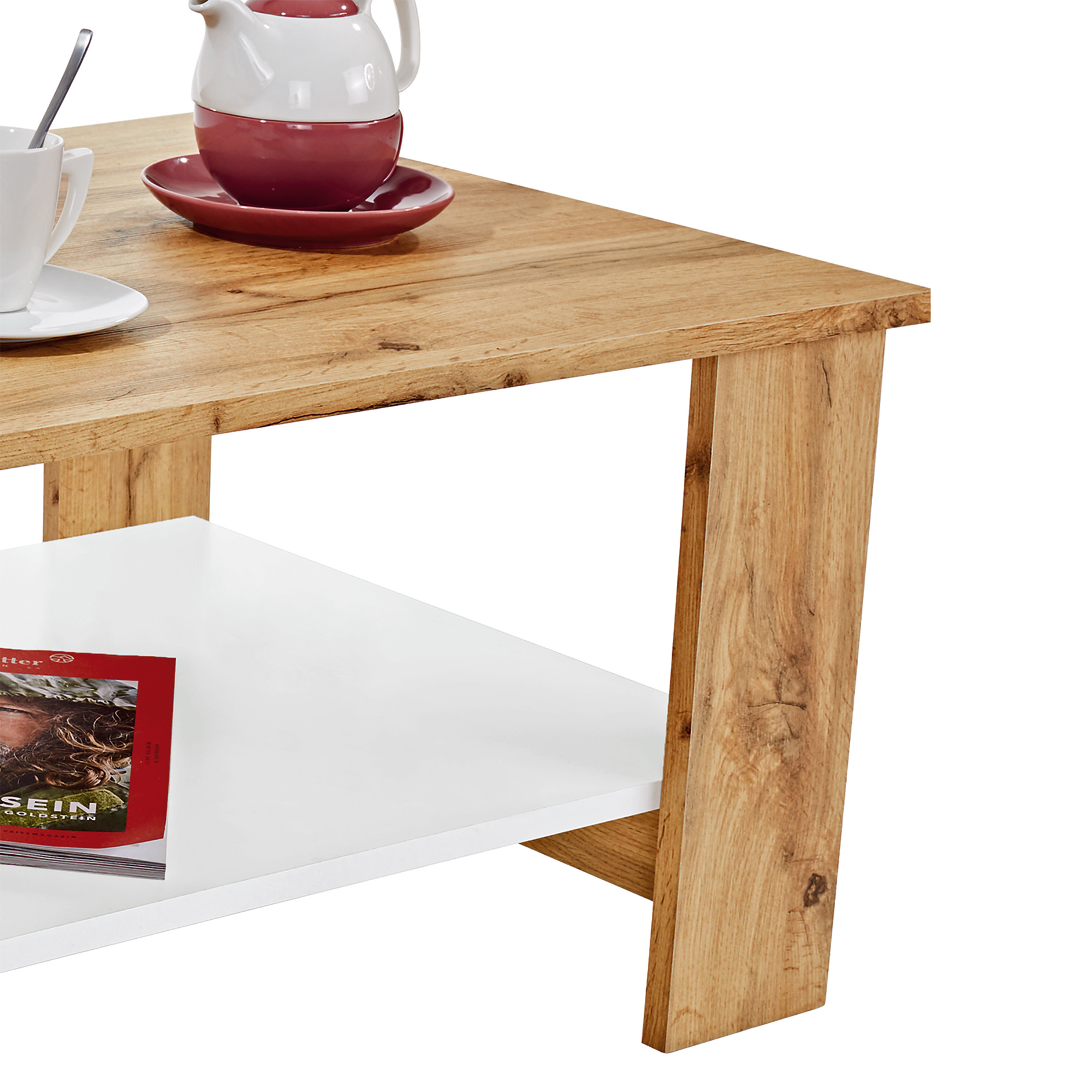 Couchtisch - Artisan Eiche Nachbildung - weiß - 90 cm breit