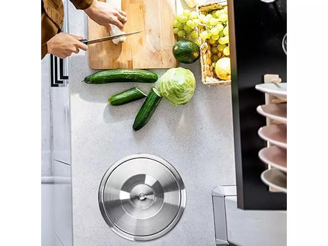 WELL HOME - Poubelle intégrée aux plans de travail, avec couvercle en inox 8L Bleu