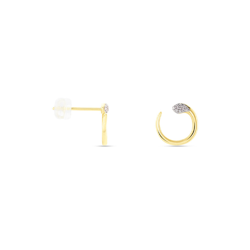 Boucles D'oreilles Puces Snake Or Jaune Diamant