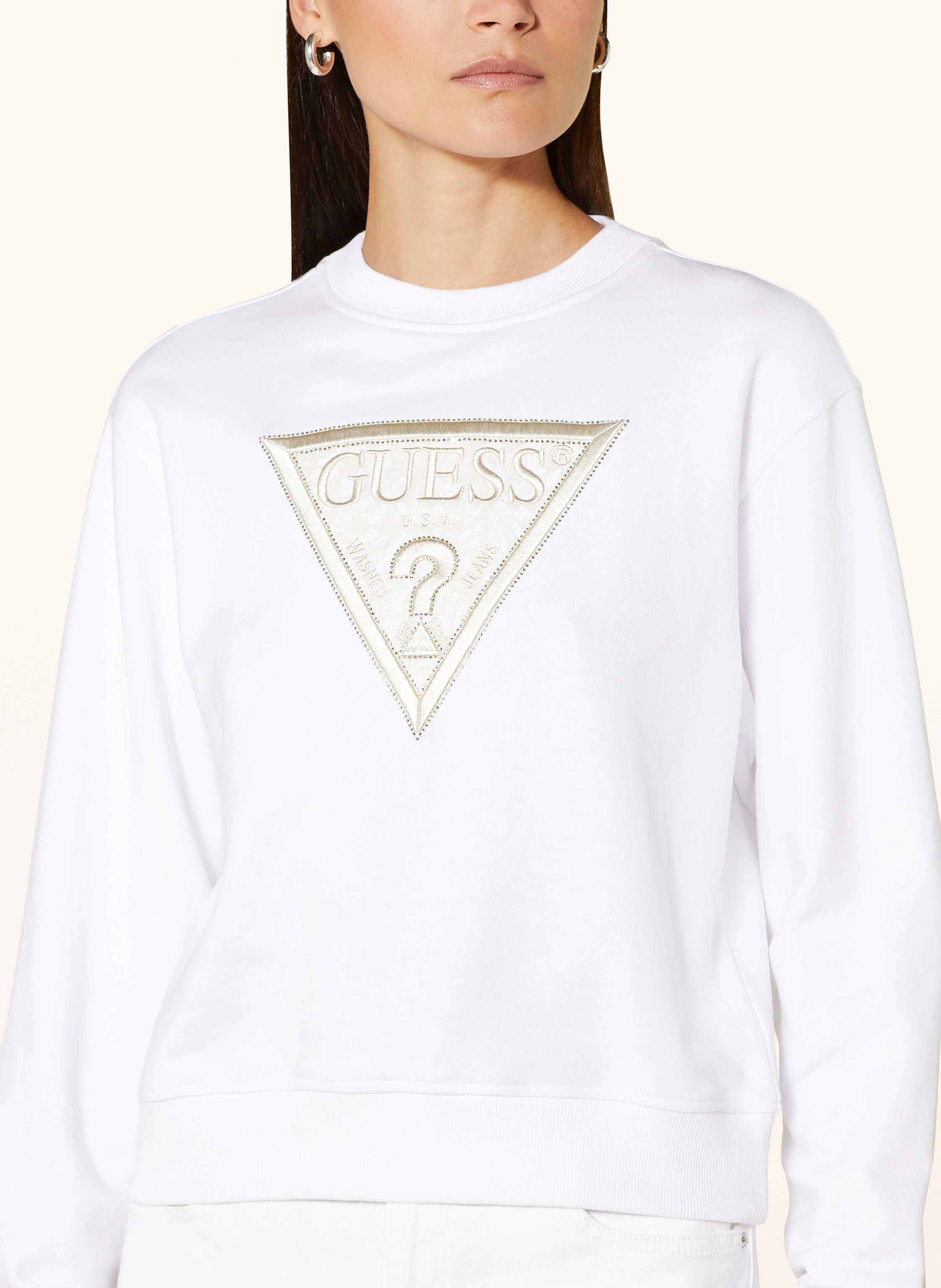 GUESS Sweatshirt mit Schmucksteinen