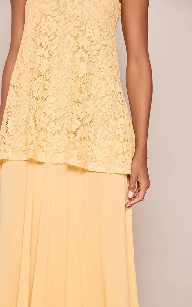 Citron Robe Longue Colonne Bustier En Dentelle