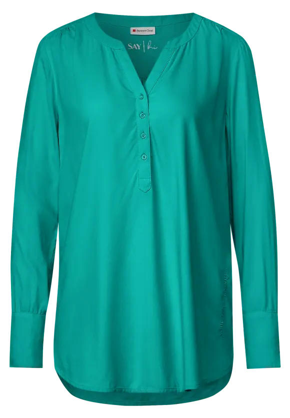 Longbluse in Unifarbe - iced green