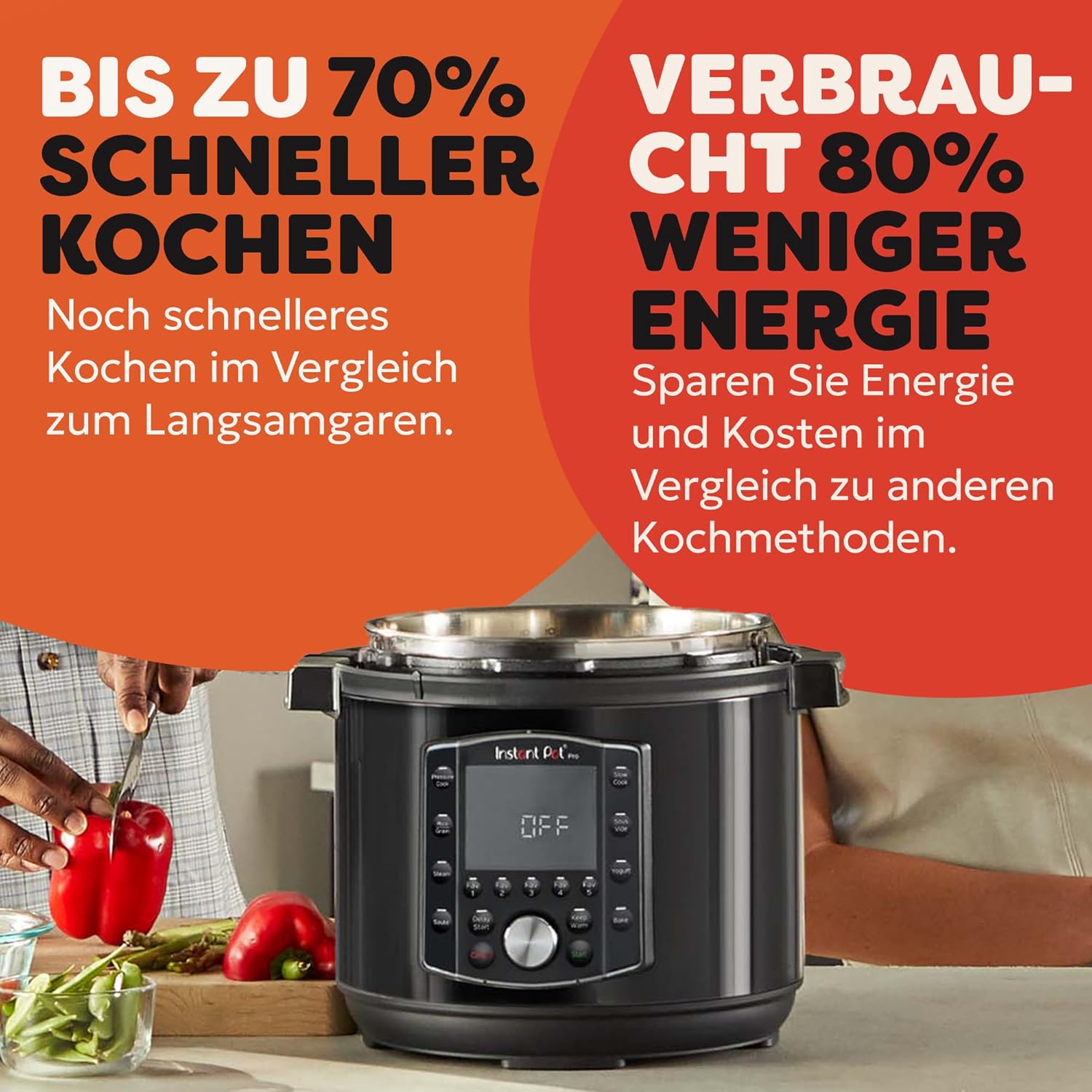 Instant Pot Pro 10-in-1-Elektro-Multikocher 1200 W, 5,7 L – Schnellkochtopf, Schongarer, Reiskocher, Dampfgarer, Sautierpfanne, Sterilisator, Joghurtbereiter, Sous Vide Gerät – Schwarzer Edelstahl