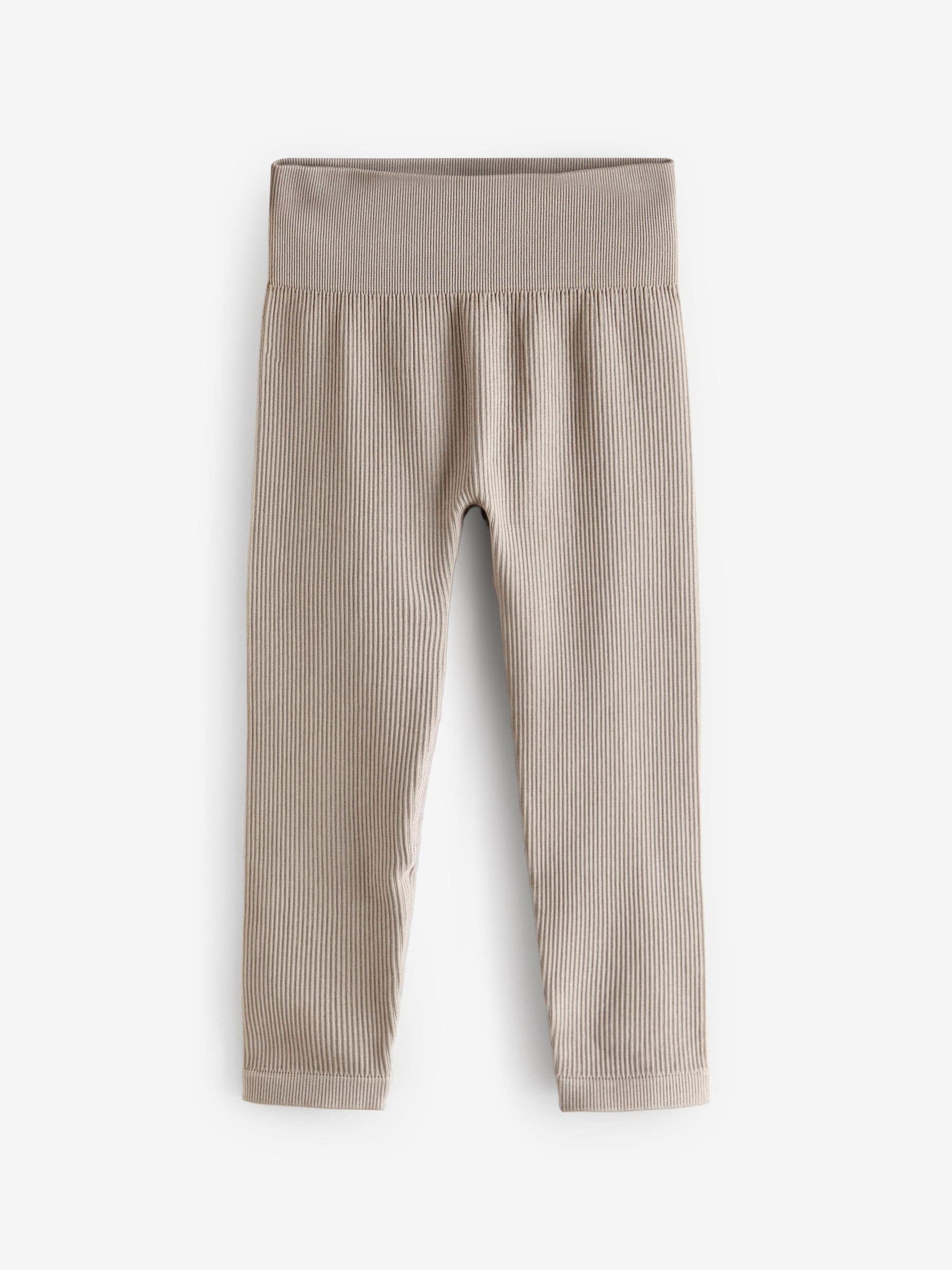 Beige - Naadloze geribbelde leggings met hoge taille (3-16jaar)