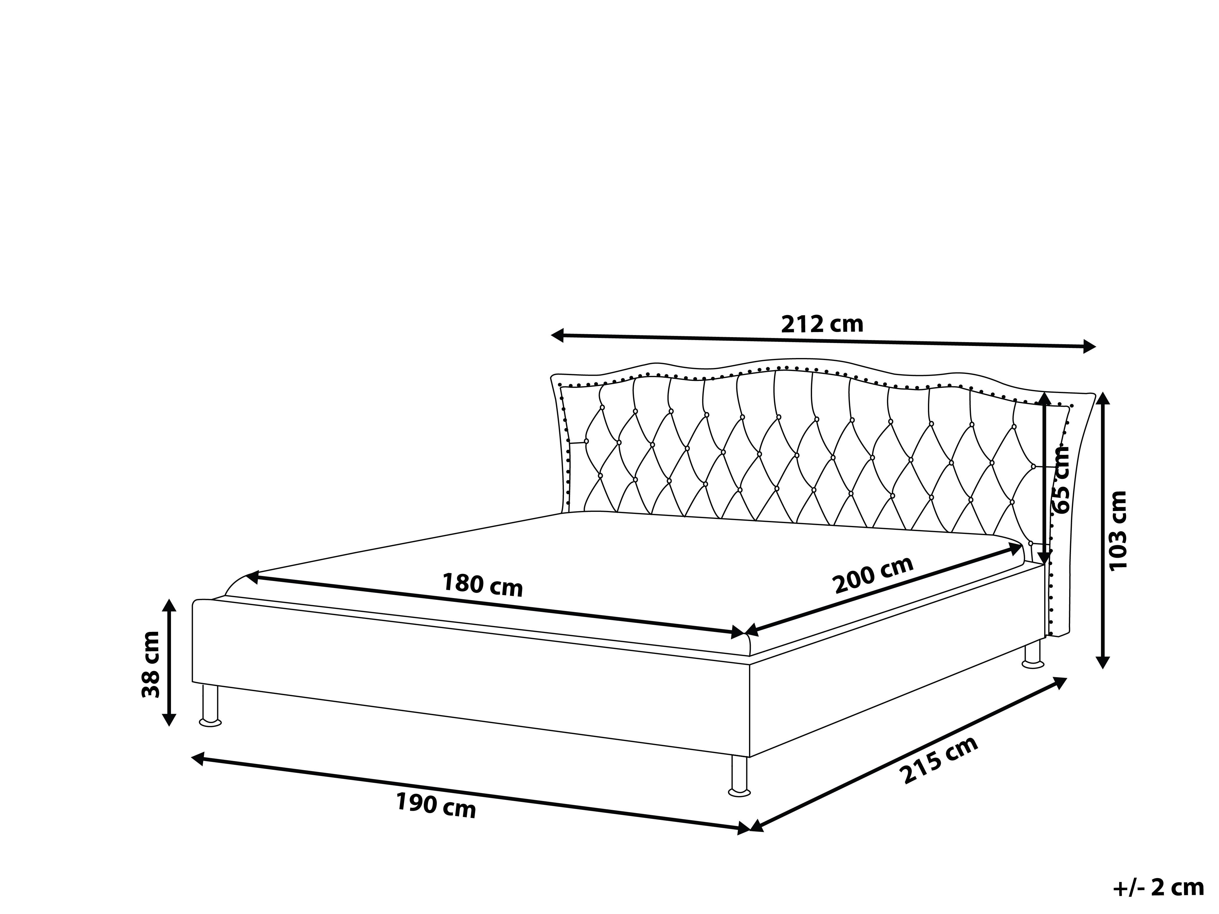 Bed Stof METZ 180 x 200 cm Lichtgrijs
