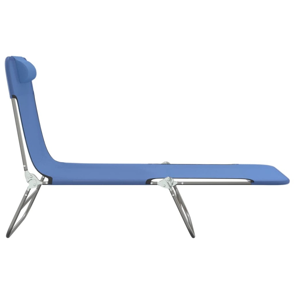 Chaises longues pliables 2 pcs bleu textilène et acier