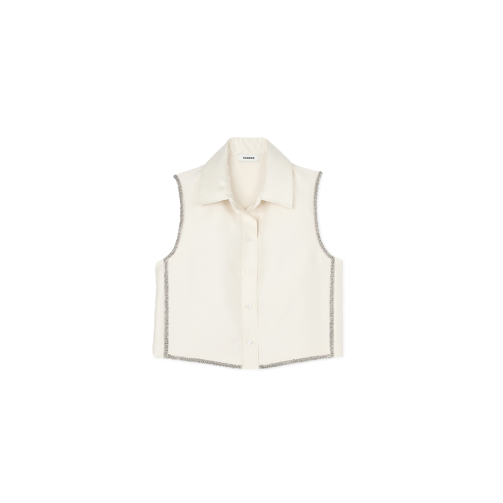 Chemise courte en satin lourd | Blanc