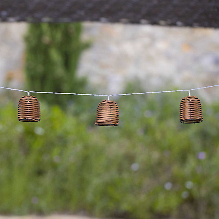 Guirlande lumineuse LED intégré Formentera Lumisky 15 lm 4W IP44 blanc chaud L.3,8m rotin tressé naturel