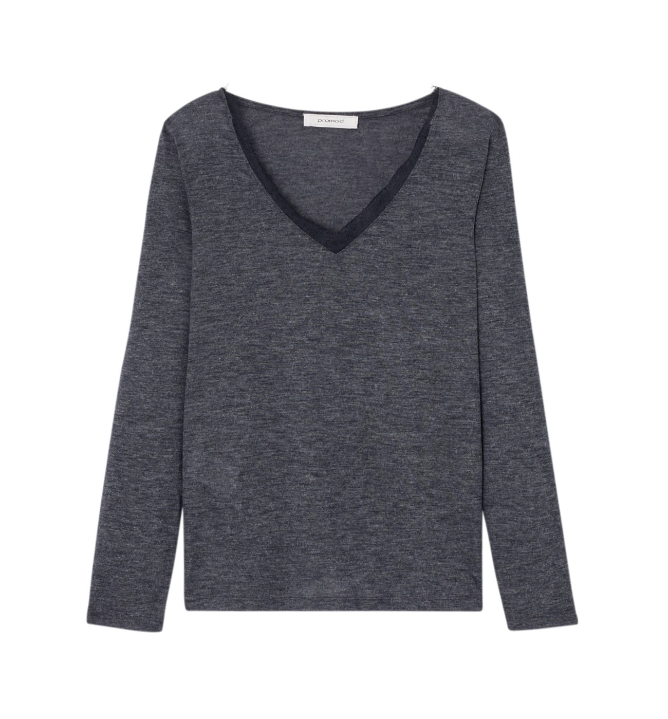 T-shirt détail dentelle Femme - Marine