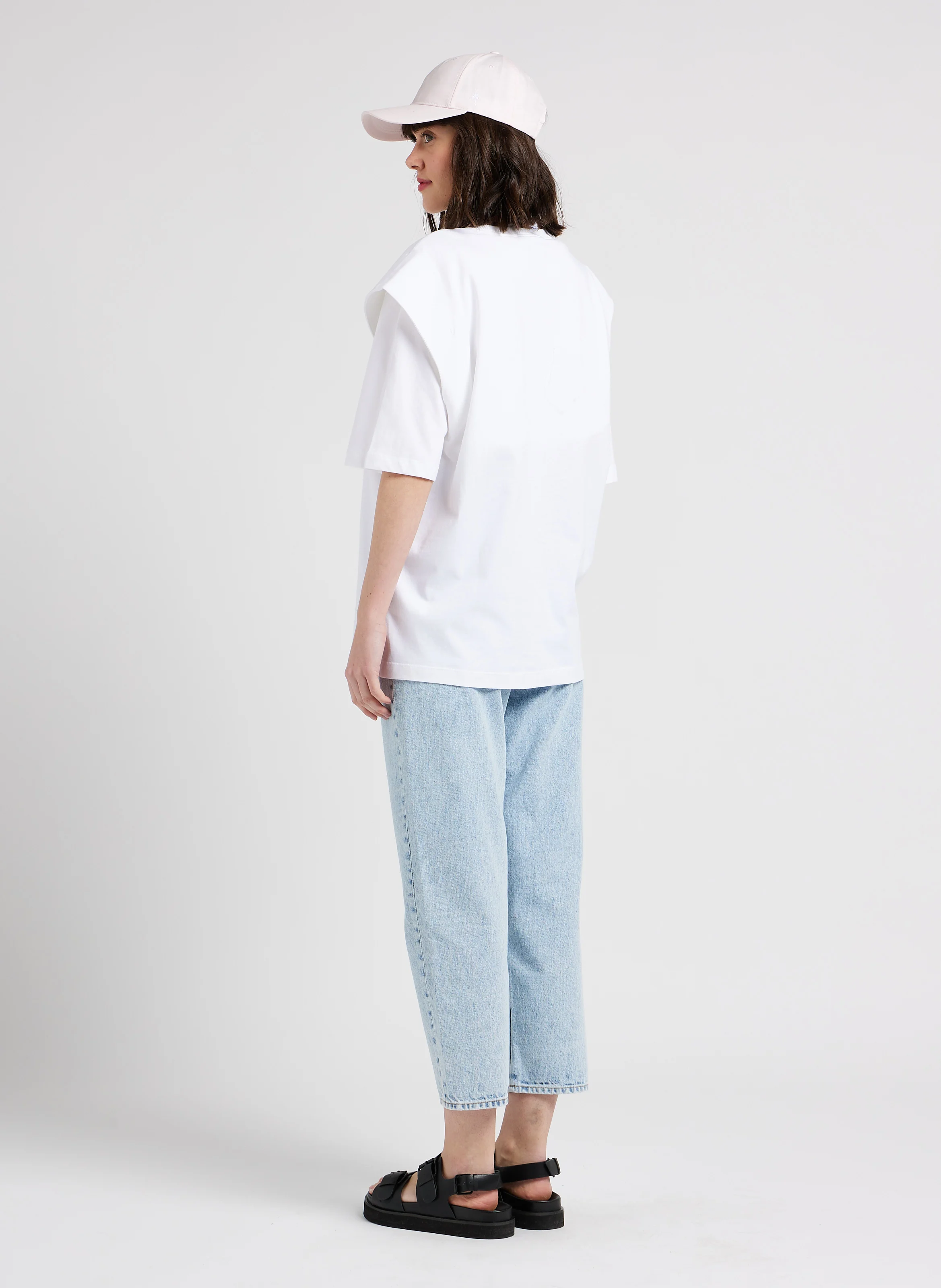 Tee-shirt col rond logo sérigraphié en coton| Blanc