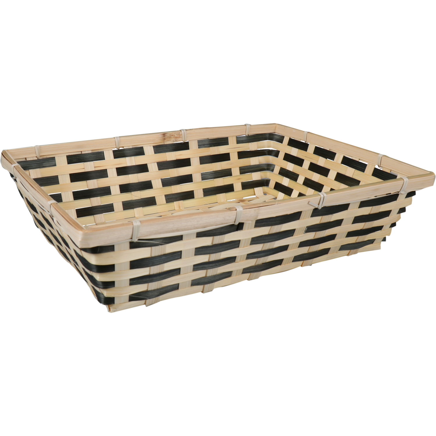 Mand, bamboe, 39x29x10cm, rechthoekig, naturel/zwart