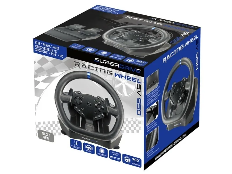Superdrive SV 950 - Rat og pedalsæt - kablet - for PC, Microsoft Xbox One, Sony PlayStation 4, Microsoft Xbox Series S, Microsoft Xbox Series X