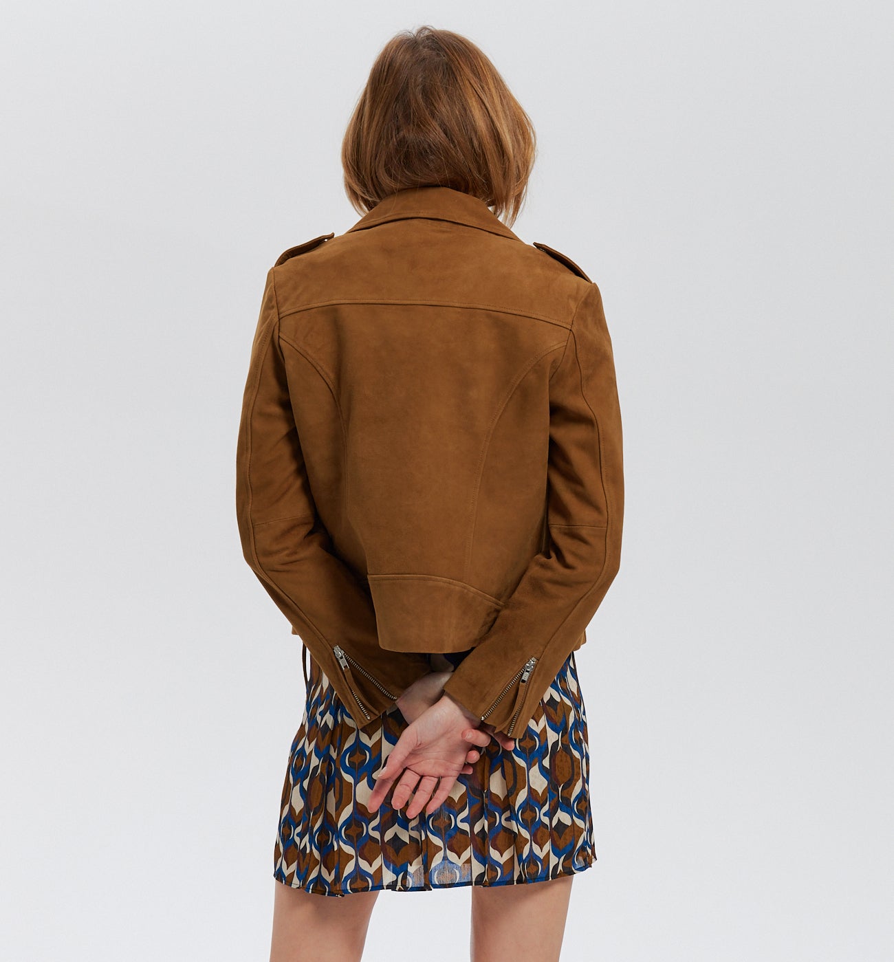 Veste en cuir suédé Femme - Beige