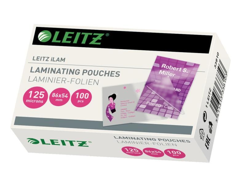 Leitz Laminierfolie 54 x 86 mm, 125 µm, 100 Stück, Glänzend Heisslaminierfolie
