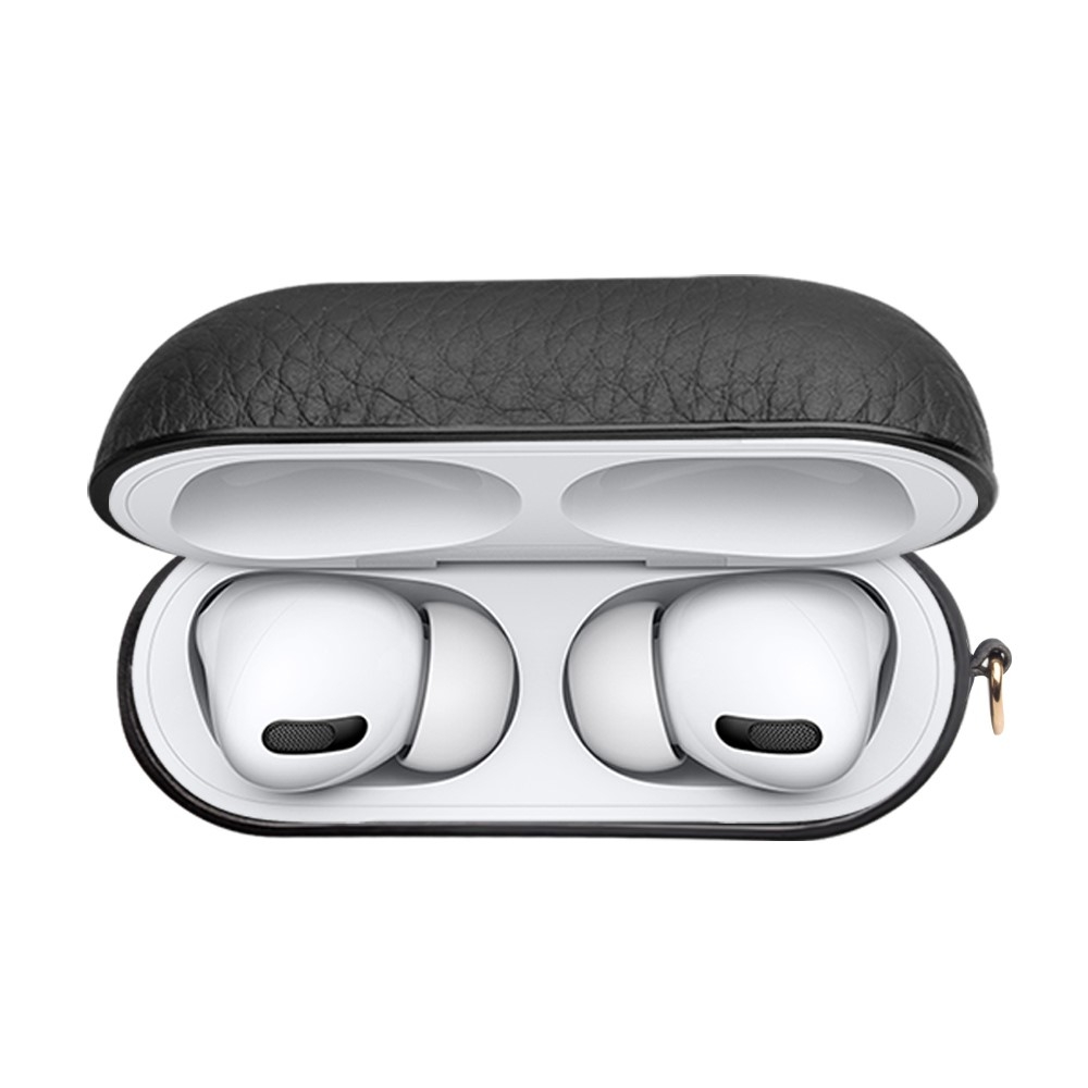 AirPods Pro Echtleder Tasche Schutzhülle Abdeckung - Schwarz