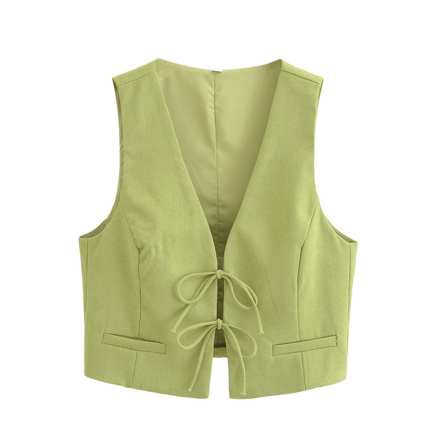 Avauntgardo - V-hals effen vest / Midi A-lijn rok met effen taille